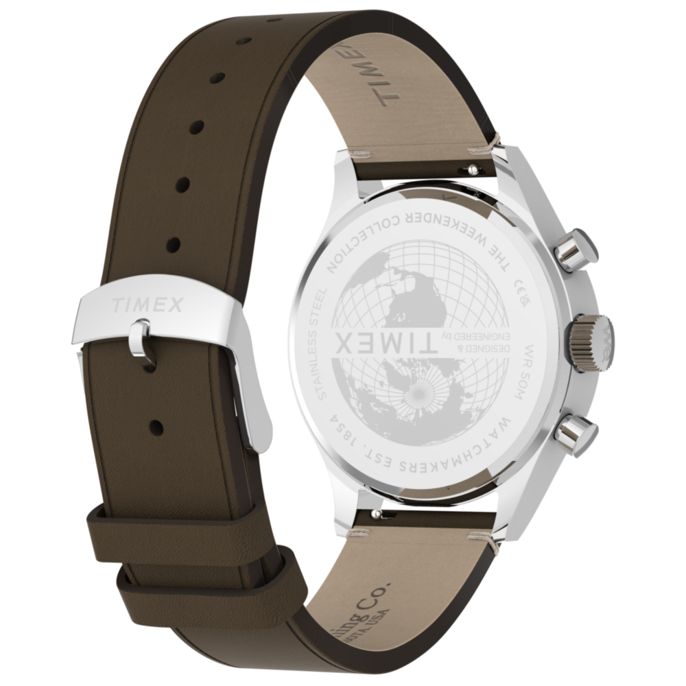 Timex Weekender® New England Chronograph 40mm Leather Strap Watch