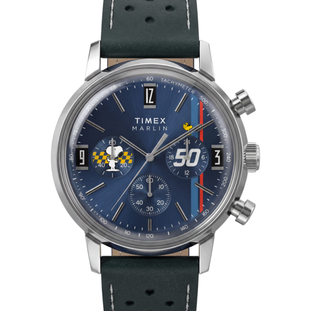 Peanuts® x Timex Marlin® Chronograph 40mm Leather Strap Watch