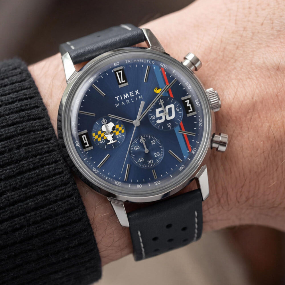 Peanuts® x Timex Marlin® Chronograph 40mm Leather Strap Watch