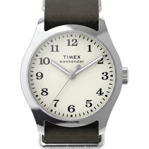 Timex Weekender® New England 34mm Leather Strap Watch