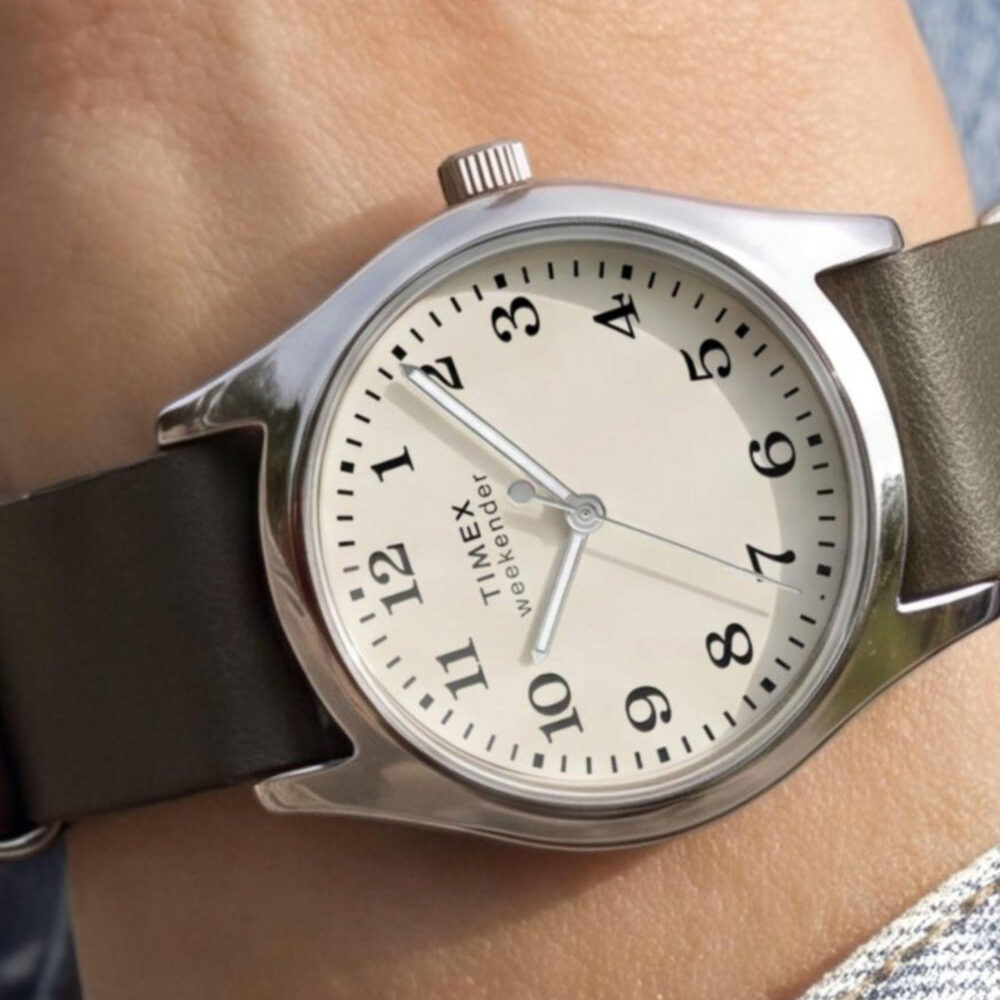 Timex Weekender® New England 34mm Leather Strap Watch