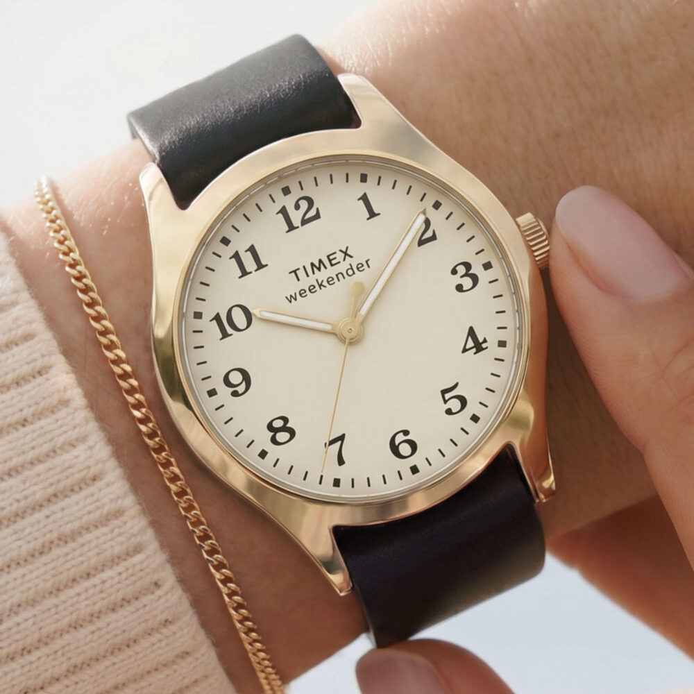 Timex Weekender® New England 34mm Leather Strap Watch