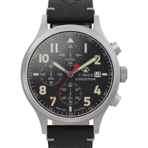 Expedition® Sierra Chronograph 43mm Leather Strap Watch