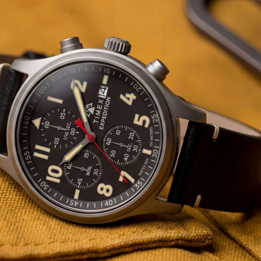 Expedition® Sierra Chronograph 43mm Leather Strap Watch