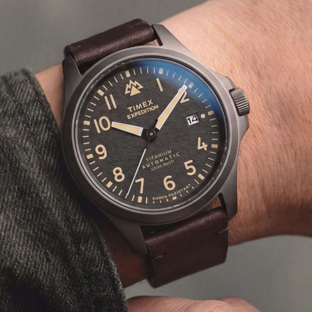 Expedition® Field Post Titanium Automatic 41mm Leather Strap Watch