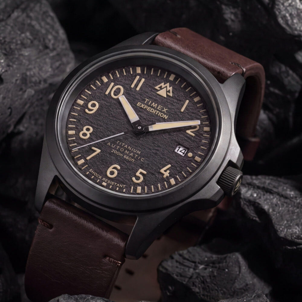 Expedition® Field Post Titanium Automatic 41mm Leather Strap Watch