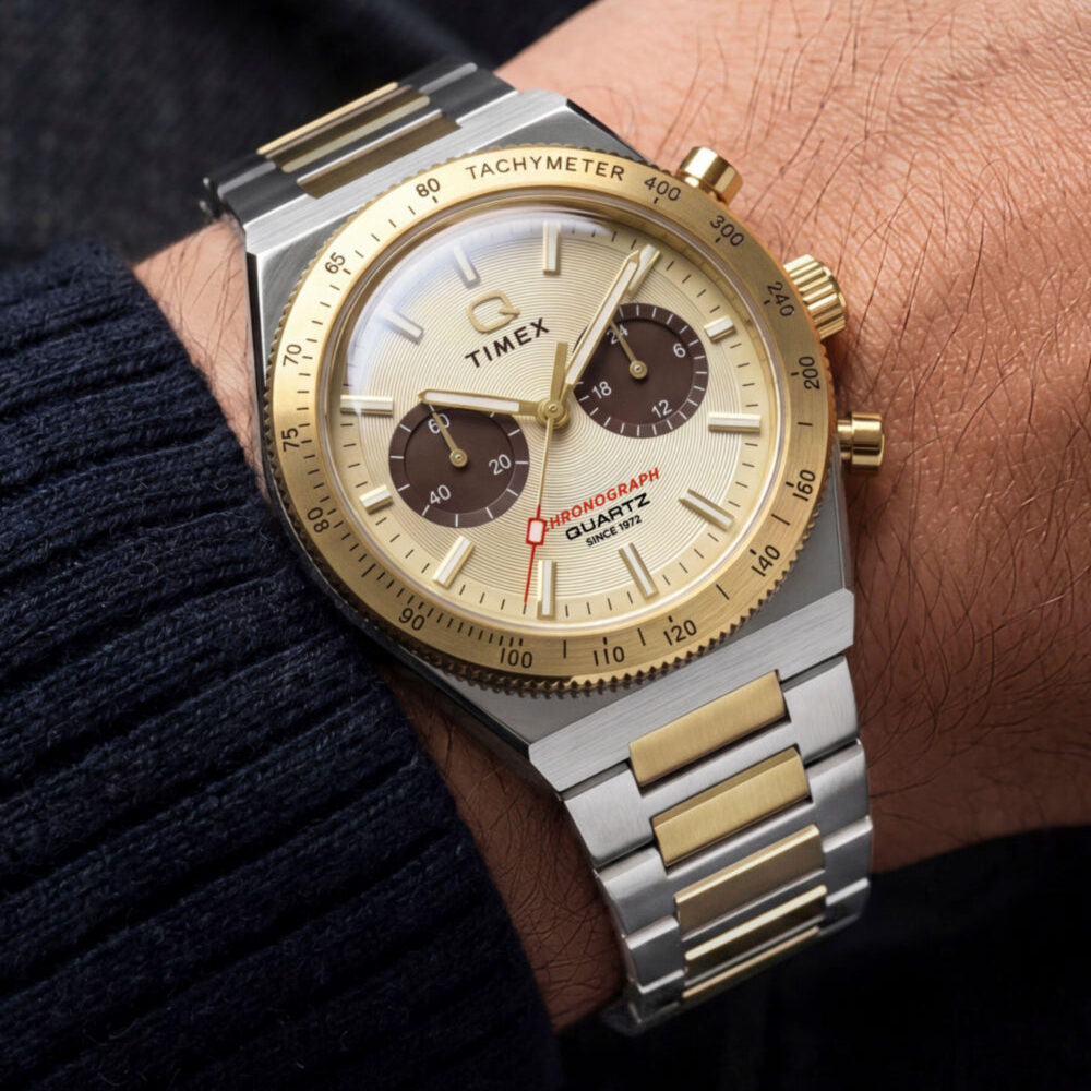 Q Timex Continental Chronograph 36mm Stainless Steel Bracelet Watch