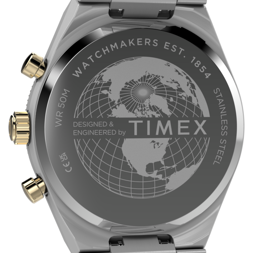 Q Timex Continental Chronograph 36mm Stainless Steel Bracelet Watch