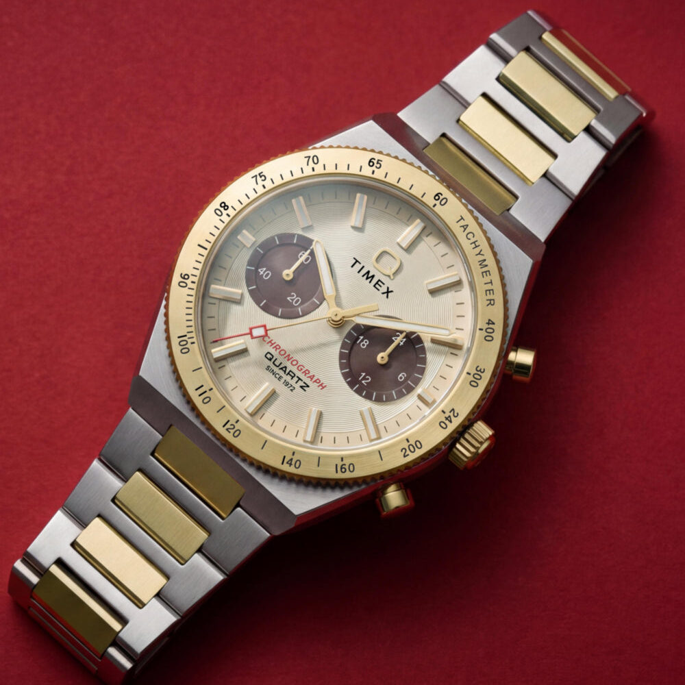 Q Timex Continental Chronograph 36mm Stainless Steel Bracelet Watch