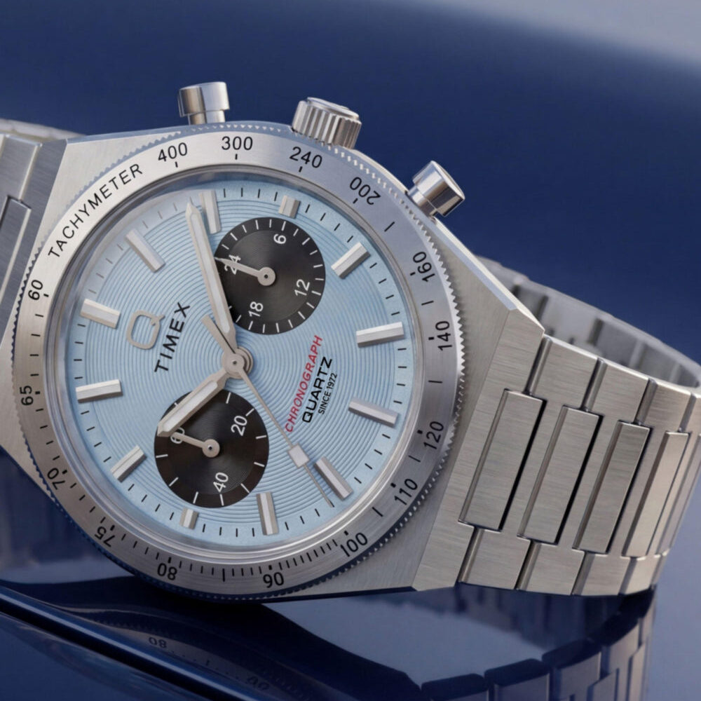 Q Timex Continental Chronograph 36mm Stainless Steel Bracelet Watch