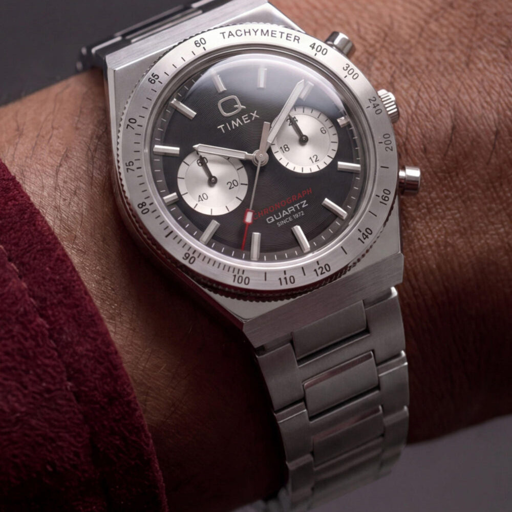 Q Timex Continental Chronograph 36mm Stainless Steel Bracelet Watch