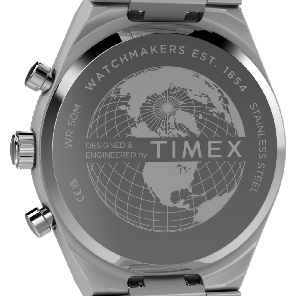 Q Timex Continental Chronograph 36mm Stainless Steel Bracelet Watch