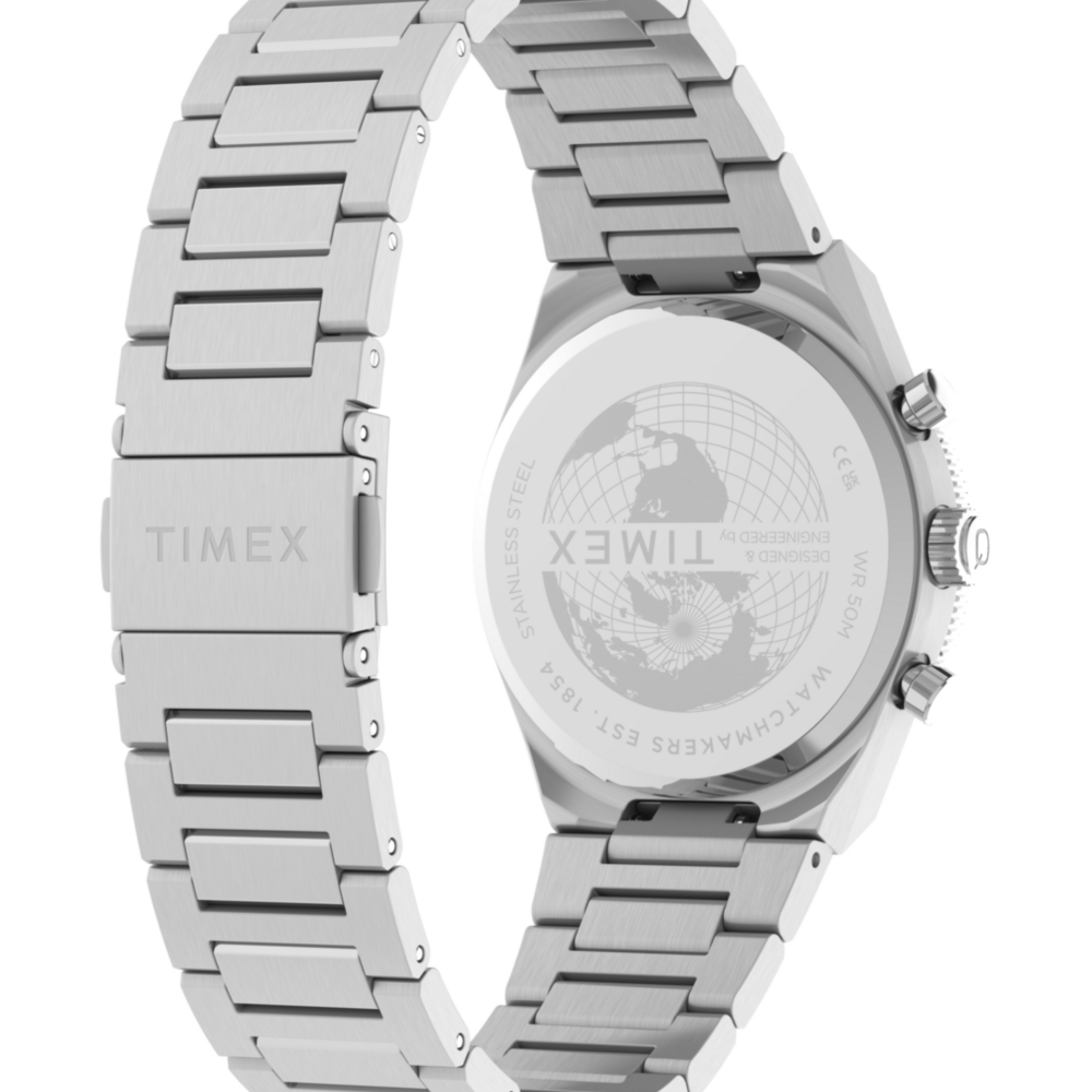 Q Timex Continental Chronograph 36mm Stainless Steel Bracelet Watch