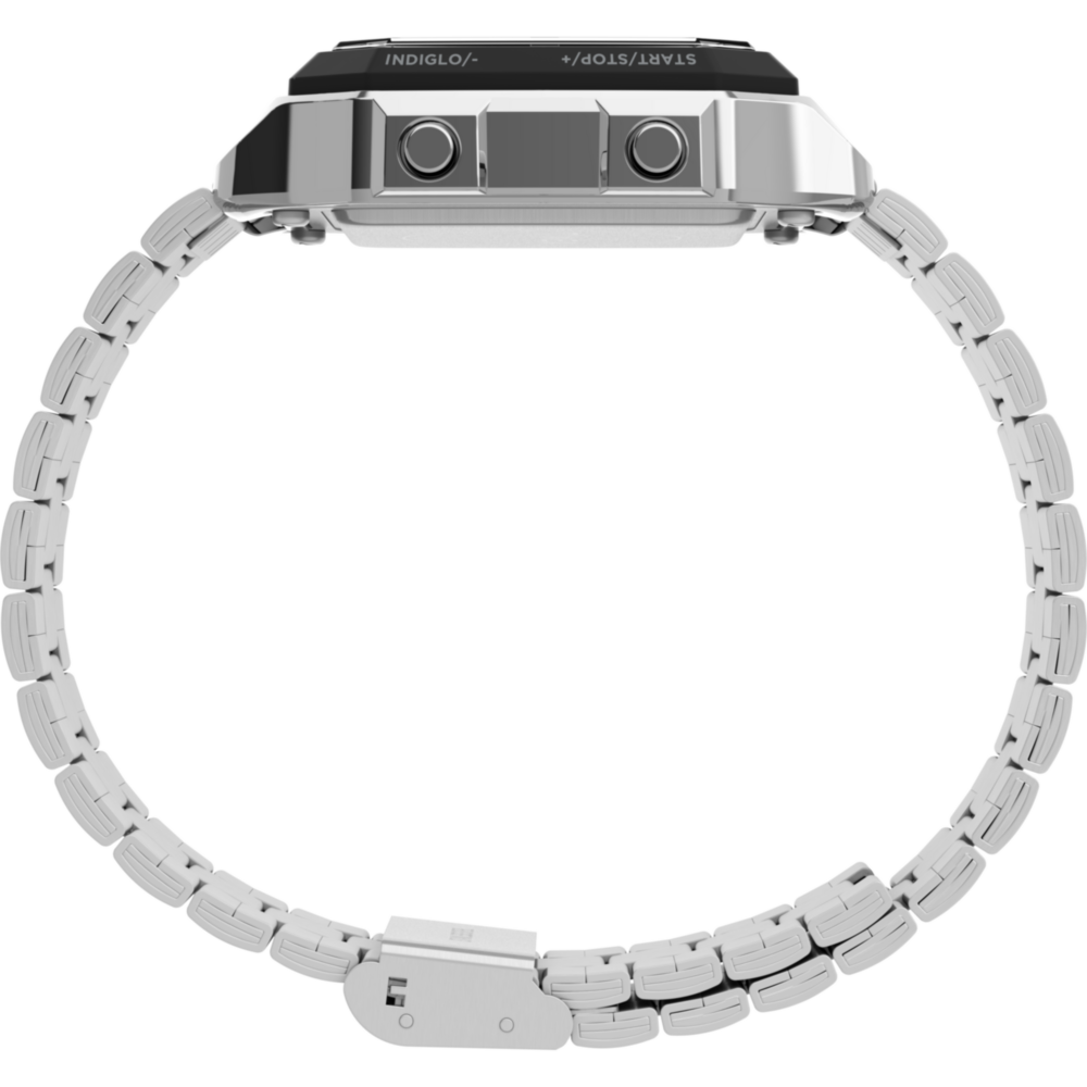 World Time Digital 40mm Stainless Steel Bracelet Watch