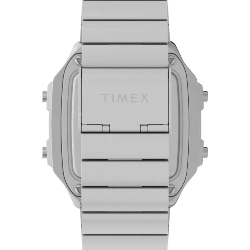 World Time Digital 40mm Stainless Steel Bracelet Watch
