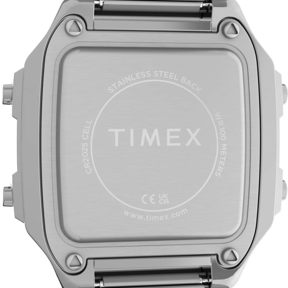 World Time Digital 40mm Stainless Steel Bracelet Watch