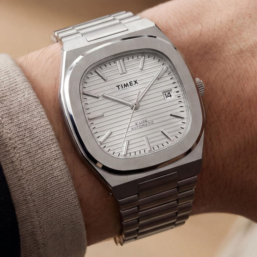 Timex® Automatic E Line 38mm Stainless Steel Bracelet Watch