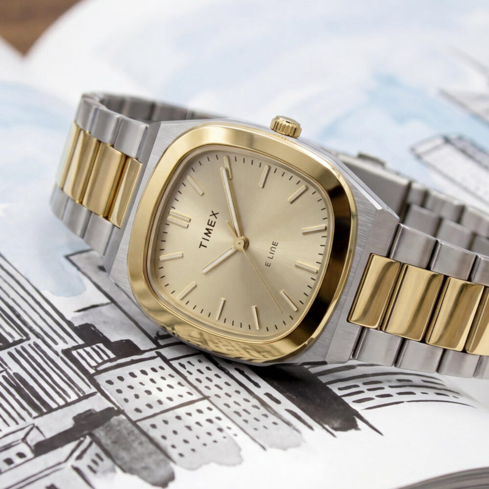 Timex® Quartz E Line 30mm Stainless Steel Bracelet Watch